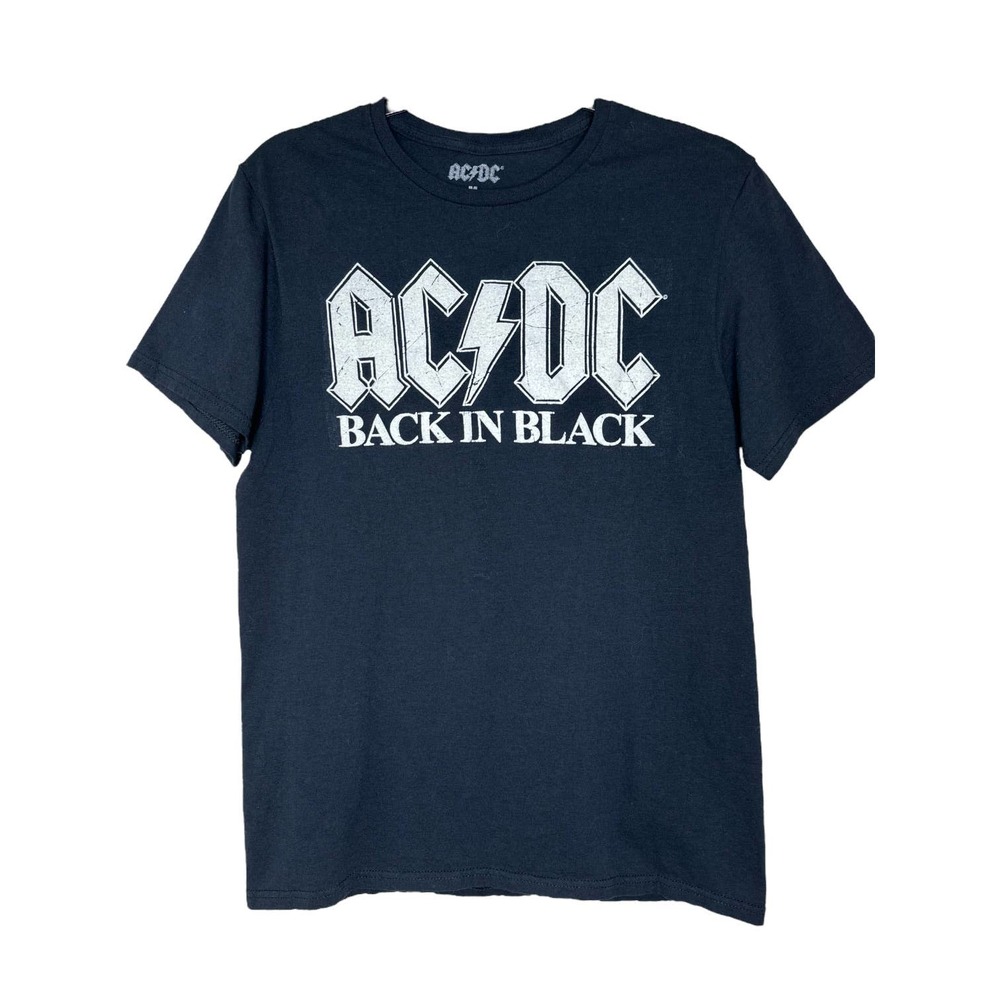 AC/DC Back In Black Size M Medium Logo T-Shirt Short Sleeves Exc Condition #B01